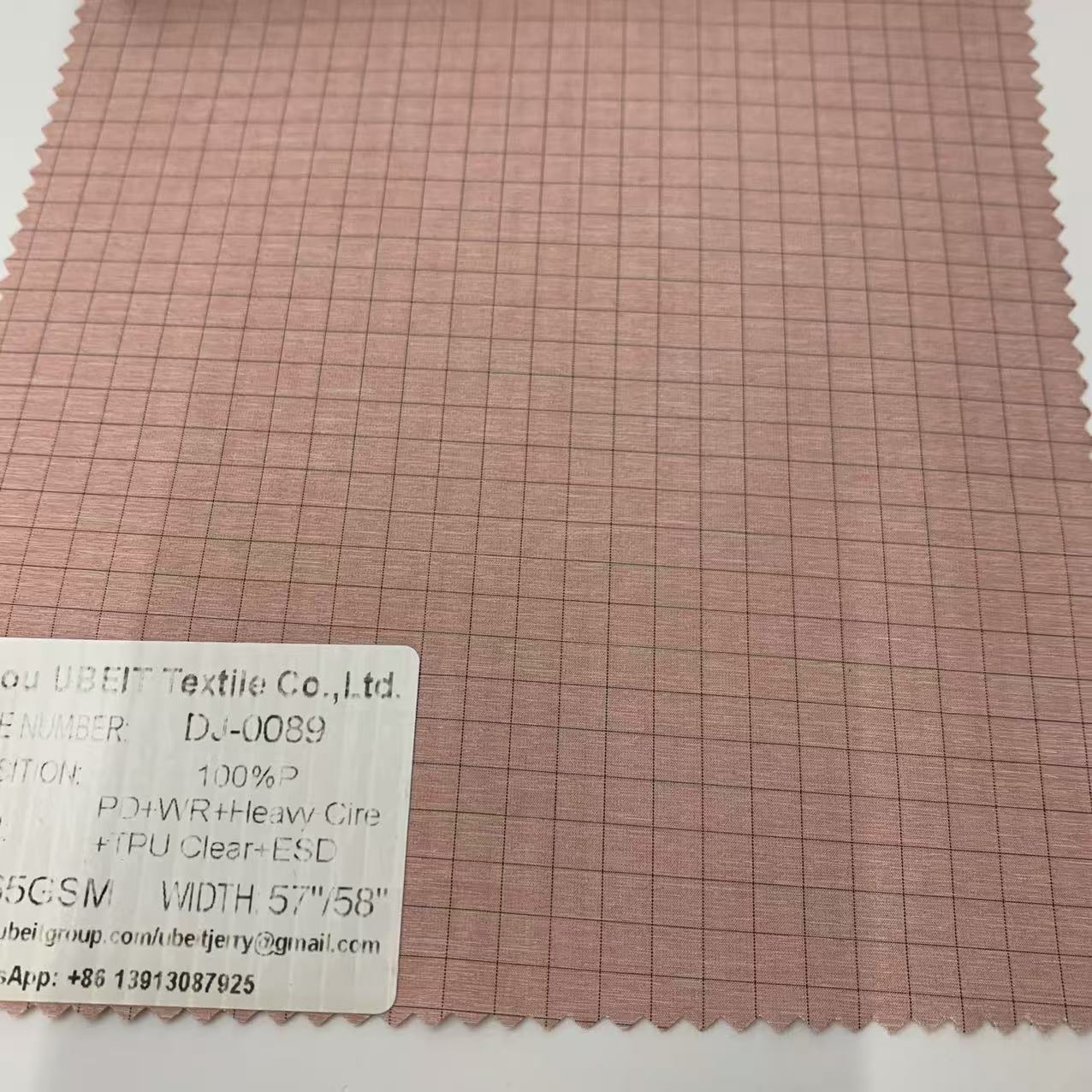 DJ-0089 100%P PD+WR+Heavy Cire+TPU Clear+ESD fabric
